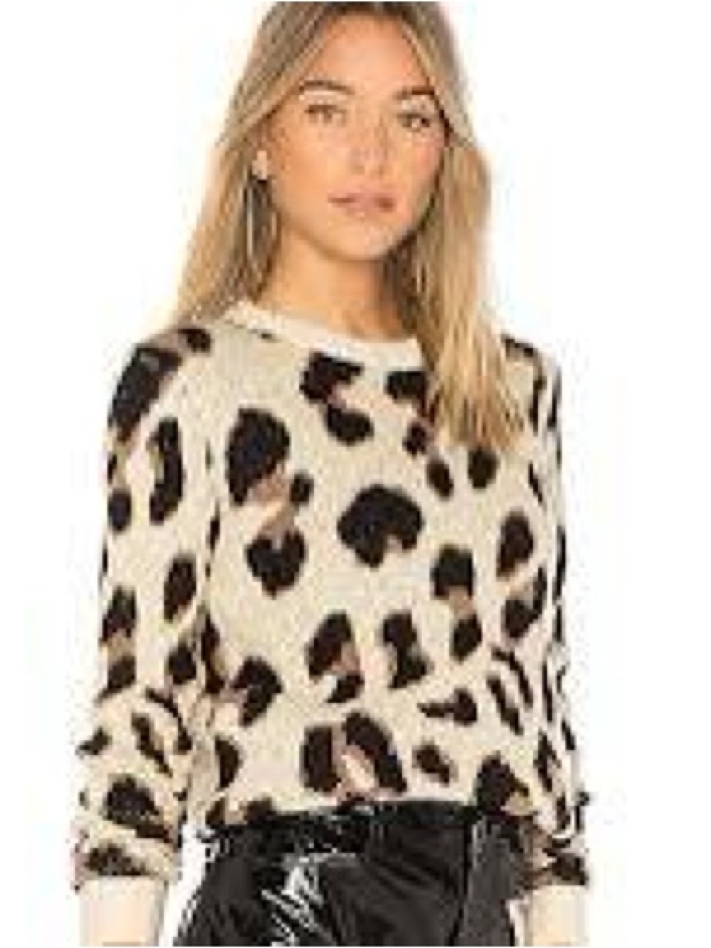 Lovers + Friends Speak Up Sweater featuring a cream and black leopard Sz XS